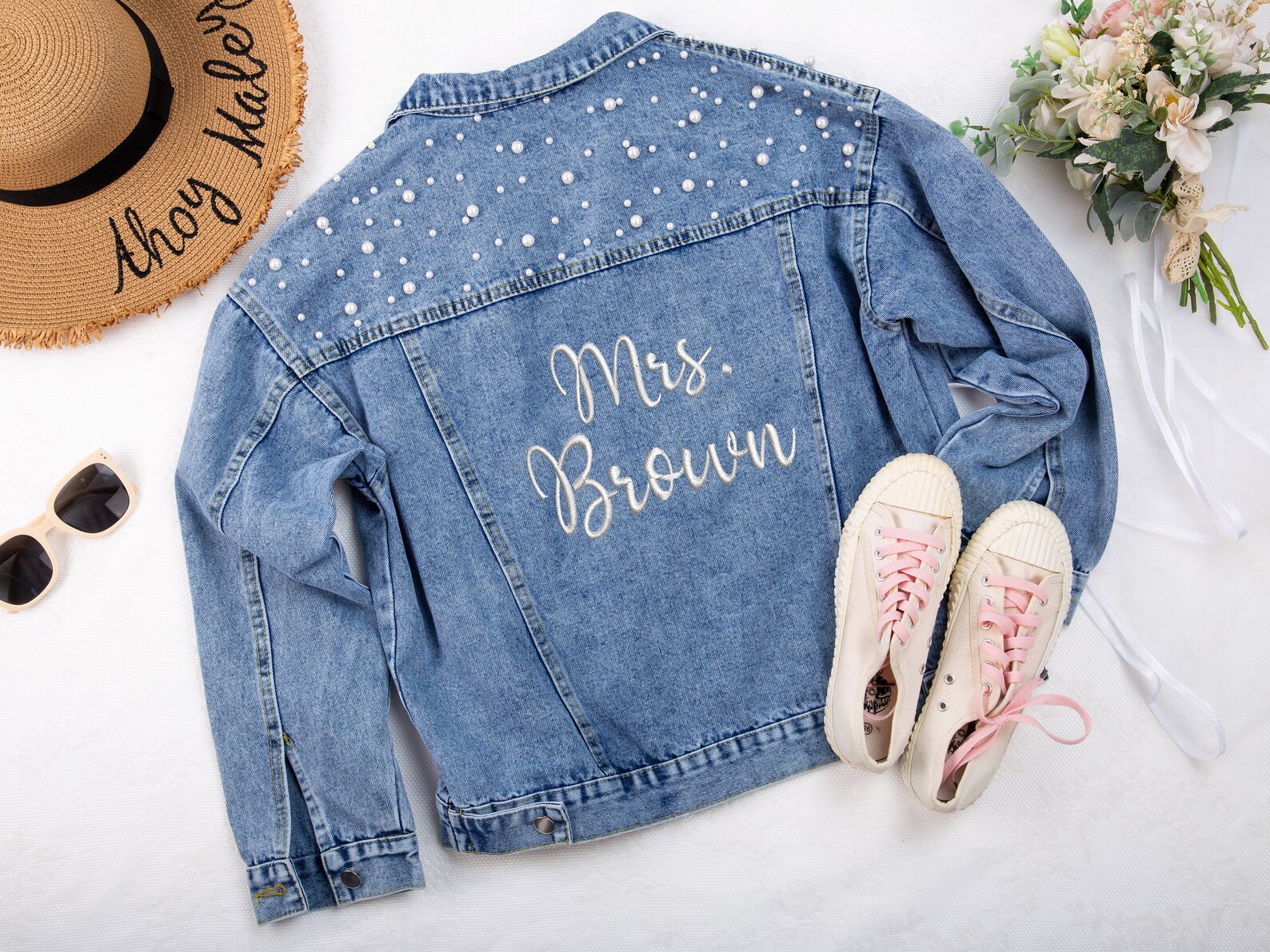 Custom Embroidered Jean Jacket Jacket for Bride Personalized Etsy