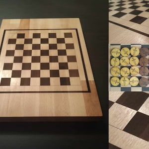 Wooden chessboard. Free pawns-(with your theme). Chess, checkers. Board game. Natural, ecological, wooden board. Board game.