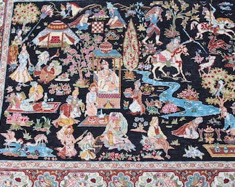 Handwoven Hereke Rug: Vintage Turkish Kilim, Bohemian Wool Decor