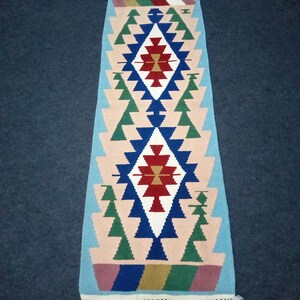 Handwoven Turkish Kilim Rug: Vintage Bohemian Tribal Wool Decor