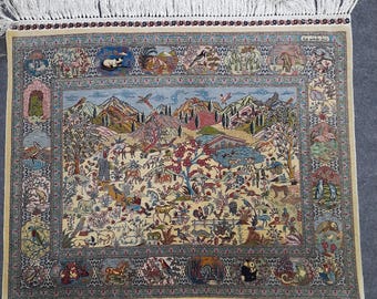 Handwoven Hereke Rug: Vintage Turkish Kilim, Bohemian Wool Carpet