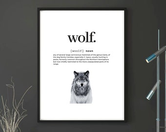 Wolf Poster, Wolf Definitie, Dierlijke Poster, Definitie Print, Definitie Poster, Woordenboek Wall Art