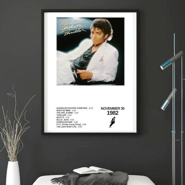 Michael Jackson Poster, Thriller, Album Cover Poster, Album Cover Prints, Digital Prints, Personalised Poster, Music Poster Gift