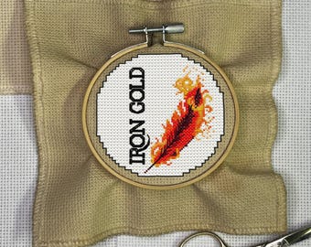 Iron Gold Cross Stitch Pattern (Red Rising Series) | 3-inch Ornament (PDF Download)