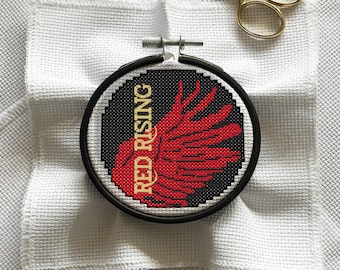 Red Rising Cross Stitch Pattern | 3-inch Ornament (PDF Download)