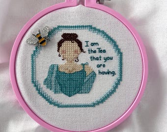 Tea Time with Violet Bridgerton | Cross Stitch Pattern, Ornament (PDF Download)