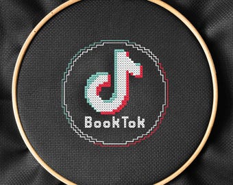 BookTok Cross Stitch Pattern PDF - Black Aida Cloth