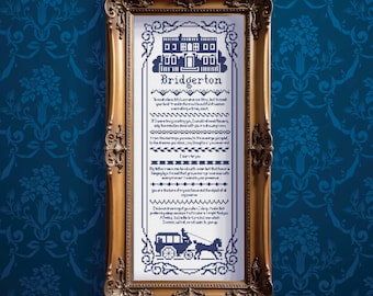 Bridgerton Sampler | Monochrome Cross Stitch Pattern PDF Download