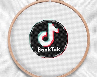 BookTok Cross Stitch Pattern PDF - White Aida Cloth