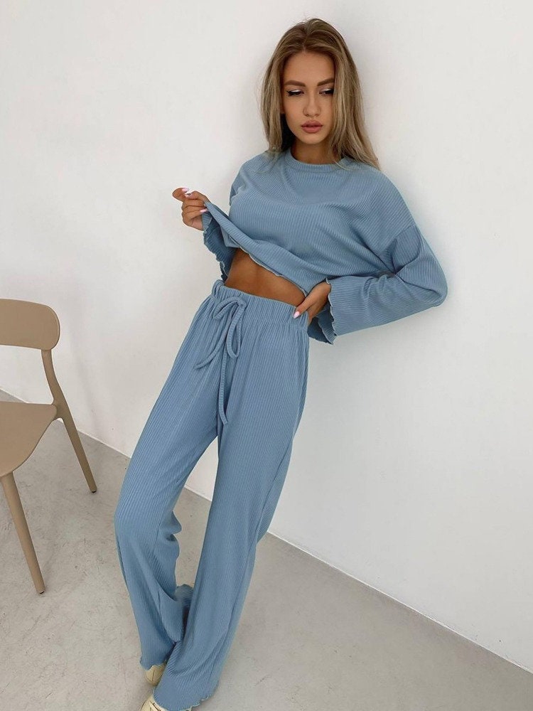 Buy Ribbed Pajama Set Online In India Etsy India