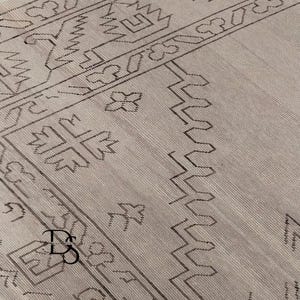 Hand-Knotted Wool Oushak Rug: Modern Beige, Sea Blue Floral Rugs for living Room, Bedroom, Nursery, Office 6X9 8X10 9X12 10X14 Custom Rugs