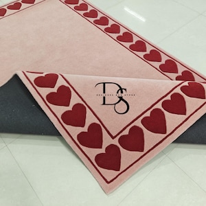 Soft Pink Hand Tufted Rug Heart Design Wool Area Rug High Quality Handmade Rug Carpets For 5x8 6x9 8x10 9x12 10x14 Living room Bedroom Rugs