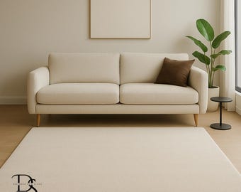 Hand Tufted Wool Area Rug: Modern Beige Rug, Custom Sizes