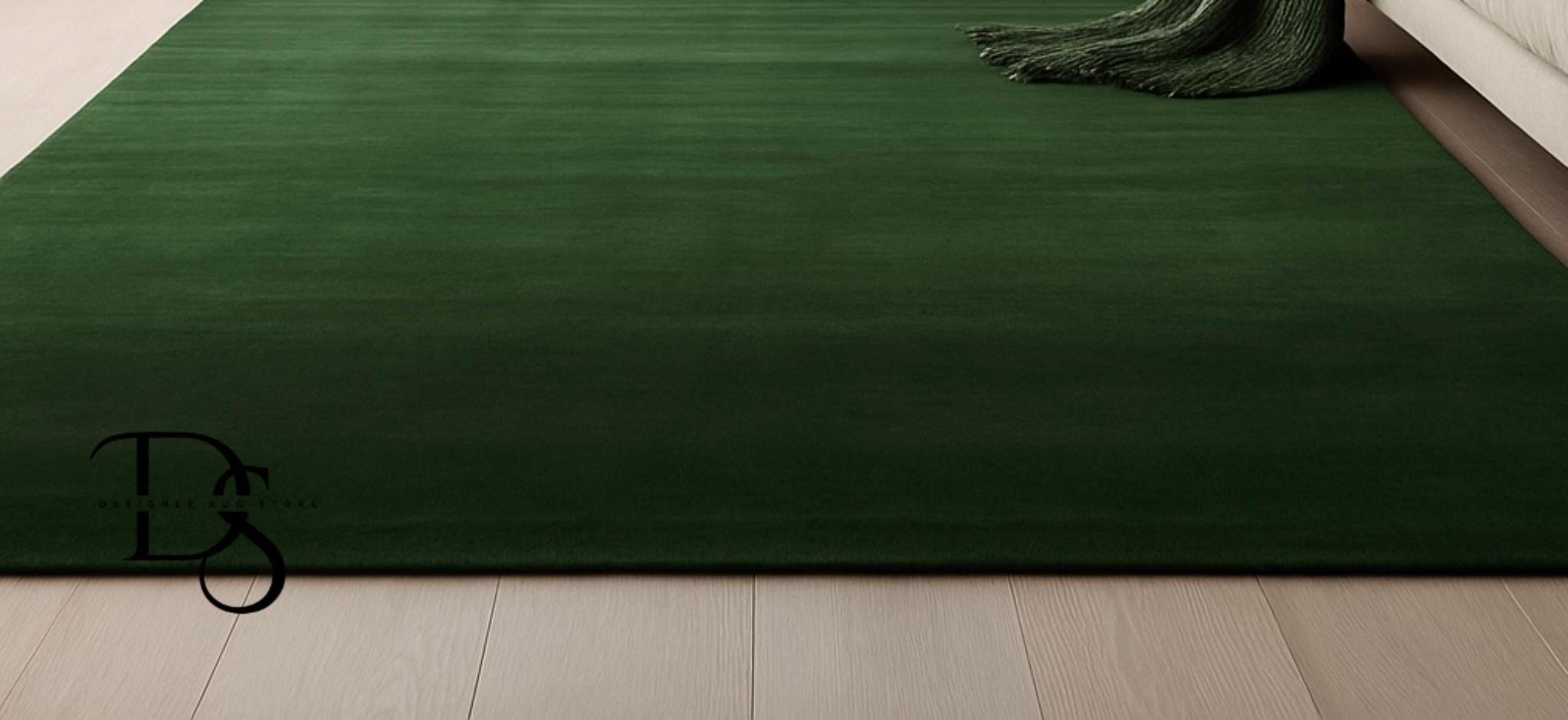 Hand-tufted Wool Rug: Dark Green Minimalist Modern Rug - Etsy