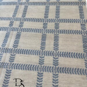 Alfombra de lana Oushak hecha a mano: estampado de hojas beige y azules