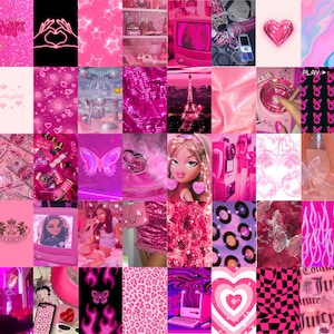 Y2K Hi Barbie 50pcs Collage Kit ~ 2000s baddie aesthetic wall decor ~ hot pink barbiecore ~ 4x6 in
