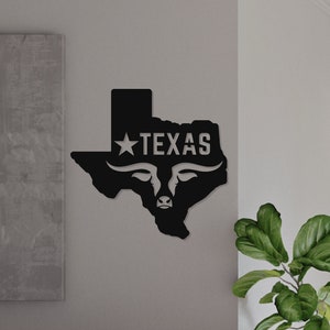 Texas metal wall art, longhorn skull, Texas farm wall decor, Metal wall decor, Texas metal wall decor, US State Metal Art, Texas metal sign