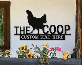 Chicken Coop Sign, Custom Hen House Sign, Personalized Metal Chicken Coop Sign, Our Little Coop Sign Metal Sign, Metal Hen and Chicks