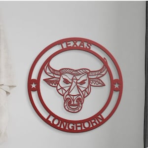 Custom Longhorn wall art, Texas Longhorn Sign, Personalized Metal Sign for Texas, Line Home Decor metal sign, Custom farm sign, Texas Gift