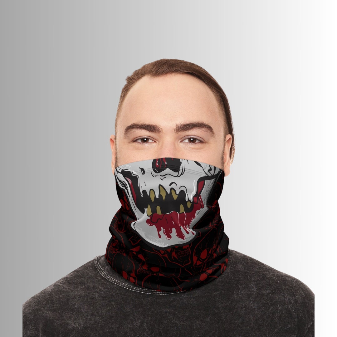 Skeleton Face Ski Mask Halloween Scary Winter Neck Gaiter Etsy