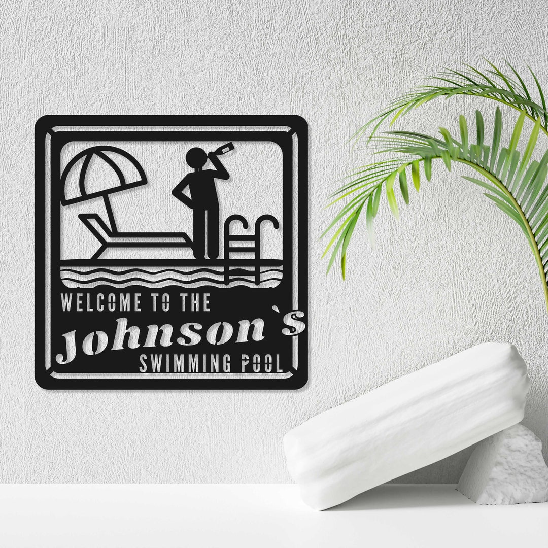 Custom Pool Sign, Funny Pool House Sign, Personalized Swimming Pool Metal Sign, Beach House