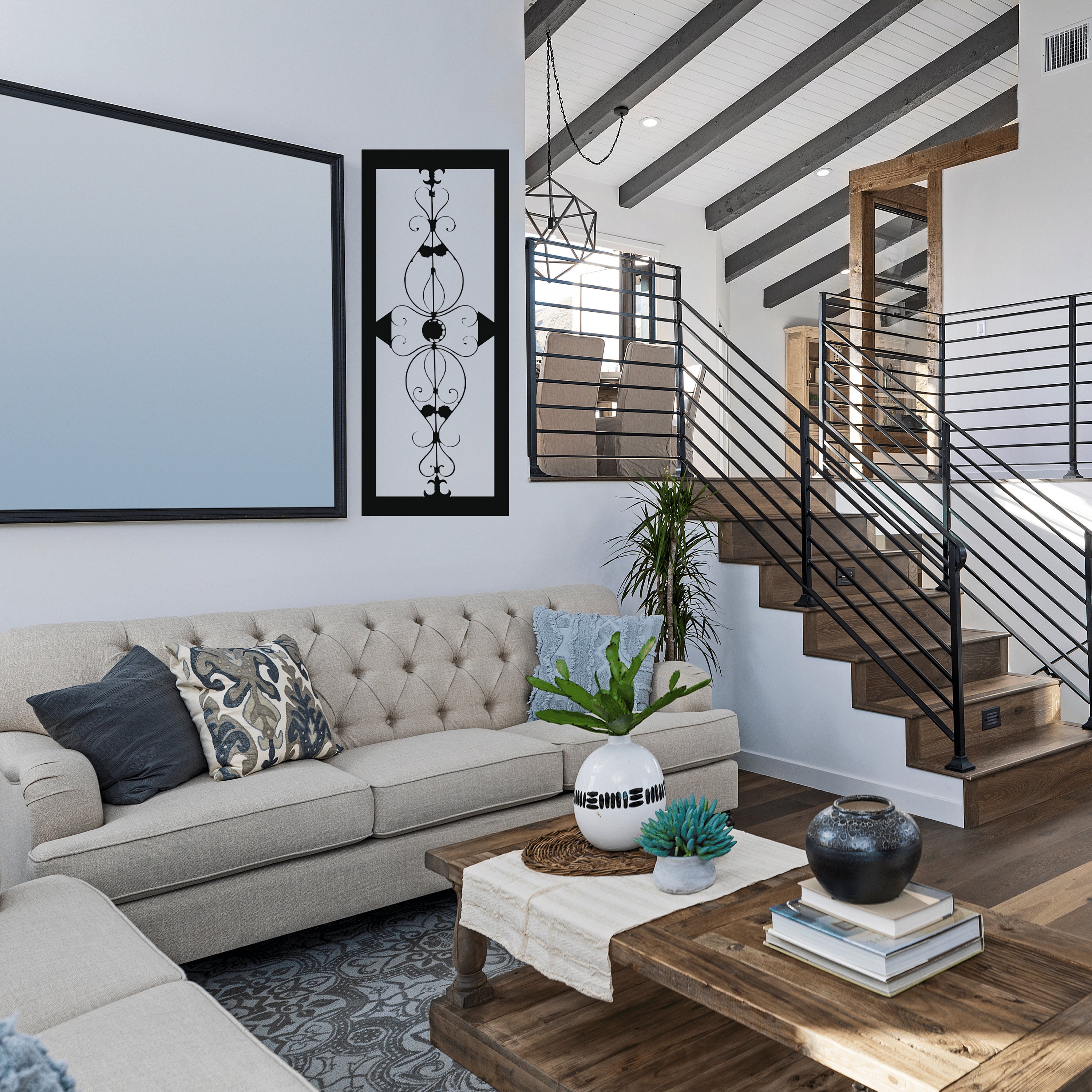 Long Narrow Metal Wall Art Metal Ornament Vertical Design. Etsy