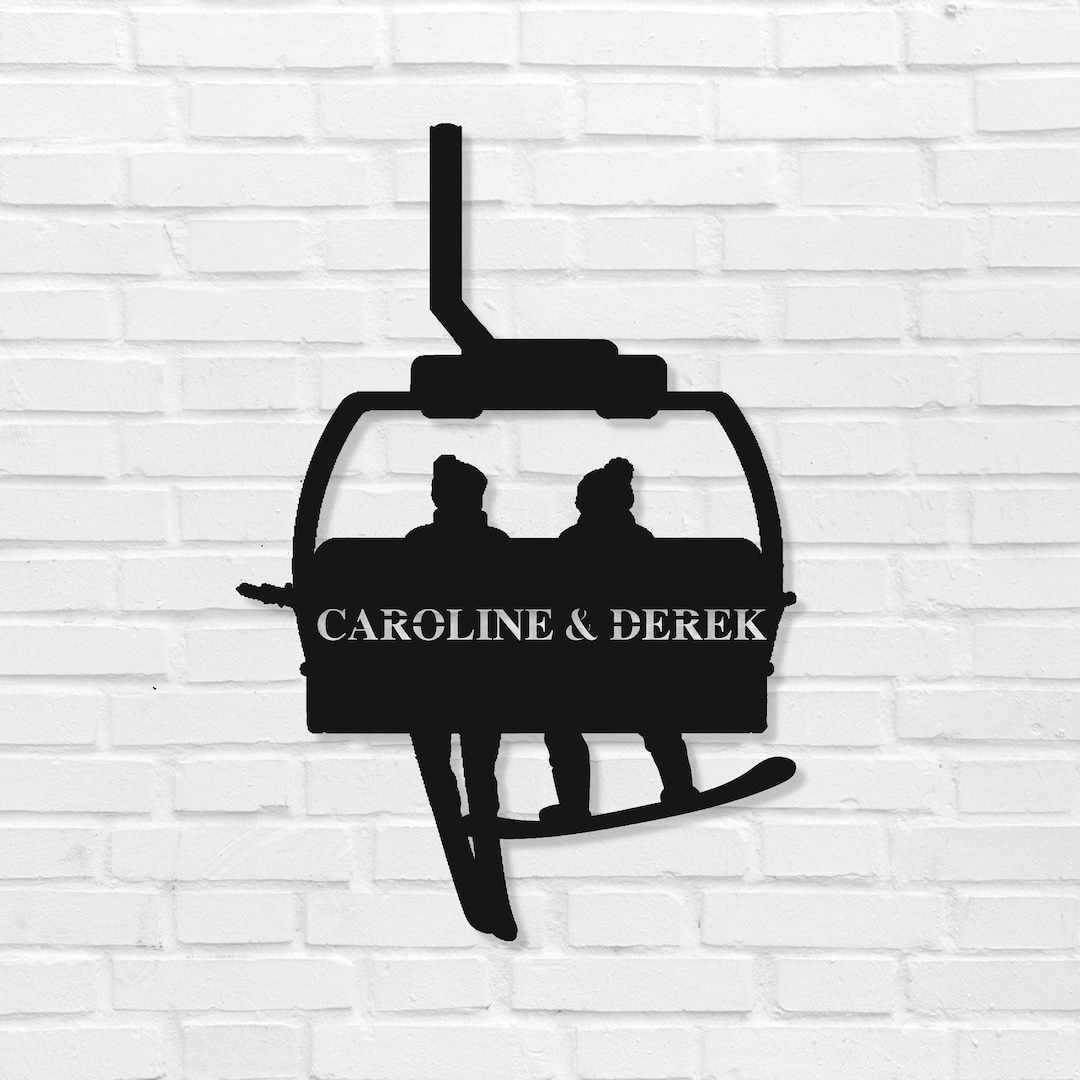 Custom Ski Lift Ski Sign, Personalized Name, Chairlift Metal Art