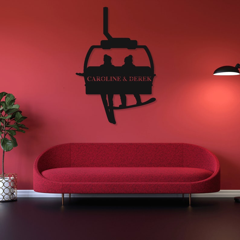 Custom Ski Lift Ski Sign, Personalized Name, Chairlift Metal Art