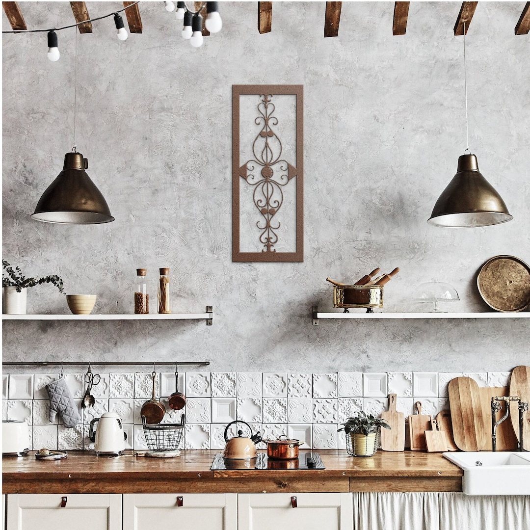 Long Narrow Metal Wall Art, Metal Ornament, Vertical Design. Metal