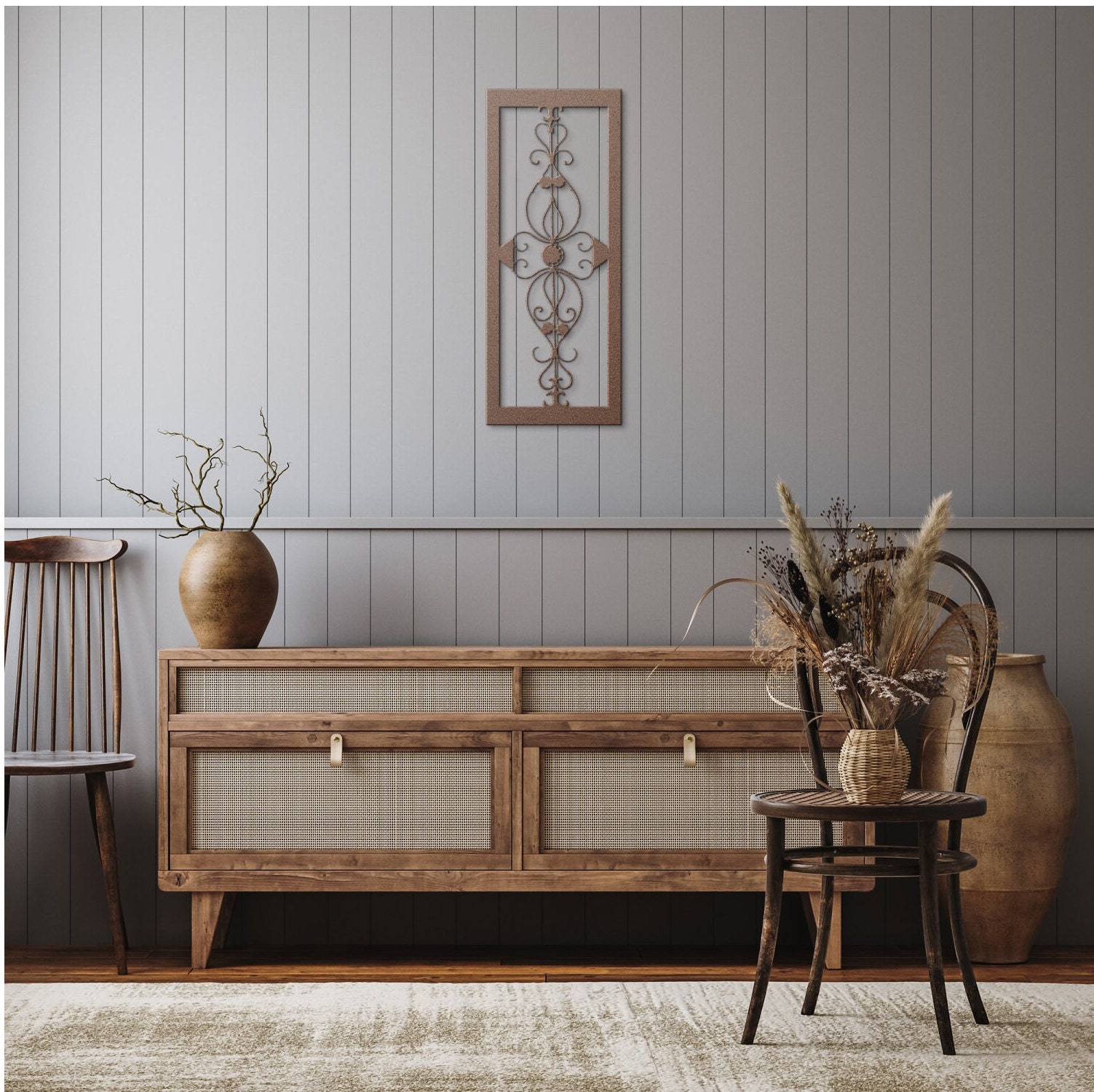 Long Narrow Metal Wall Art Metal Ornament Vertical Design. Etsy