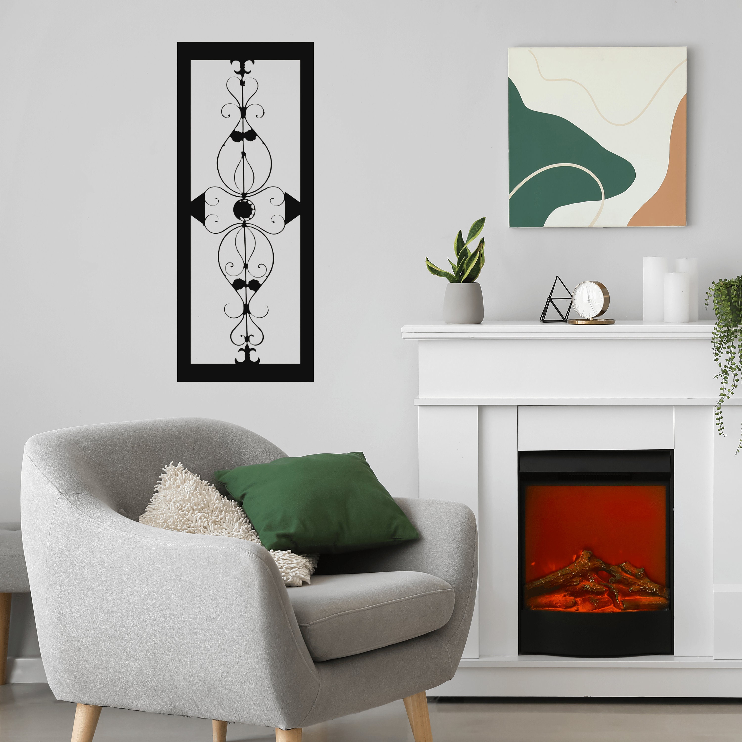 Long Narrow Metal Wall Art Metal Ornament Vertical Design. Etsy