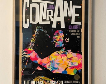 John Coltrane Arte Original Acrílico Tamaño 19/27 pulgadas Сopy de póster vintage