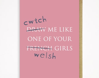 Cwtch Me Card- Welsh Birthday/Anniversary/Valentines