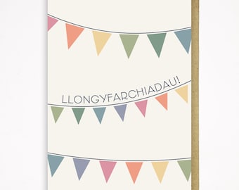 Llongyfarchiadau Banner Card - Welsh Congratulations