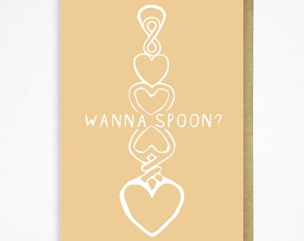 Wanna Spoon Card- Welsh Birthday/Anniversary/Valentines