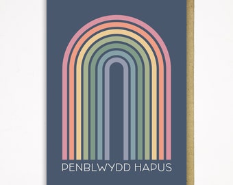 Penblwydd Hapus Rainbow Card - Welsh Happy Birthday