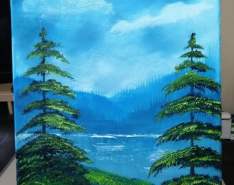 My Second Ever Bob Ross Style Wet On Wet Oil Painting