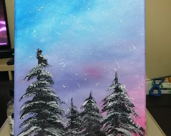 My First Ever Bob Ross Style Wet On Wet Oil Painting