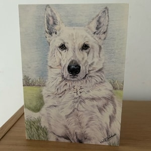 Weiße Schäferhund Fine Art Grußkarten