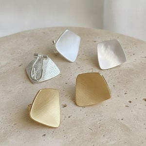 Minimalist Silver Plated Square Stud Earrings - Dainty Geometric Everyday Jewelry for Her