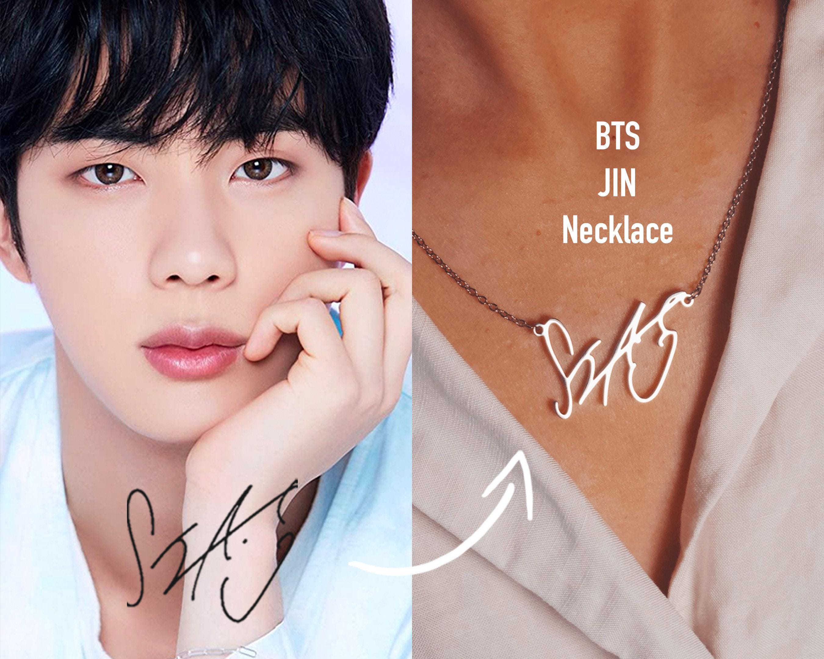 BTS Signature Necklace, BTS Jungkook, V, Jimin, Suga, RM, J