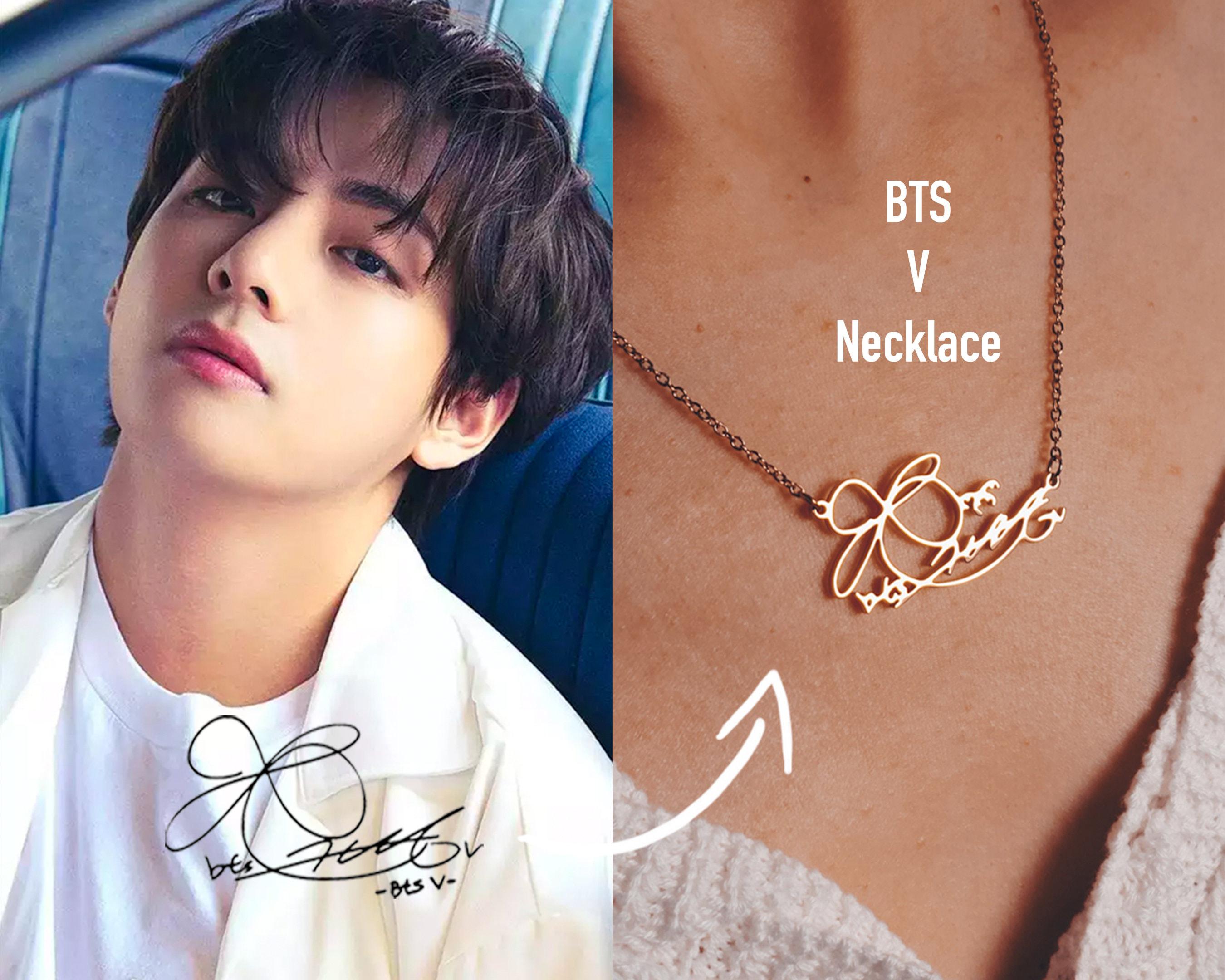 BTS Signature Necklace, BTS Jungkook, V, Jimin, Suga, RM, J