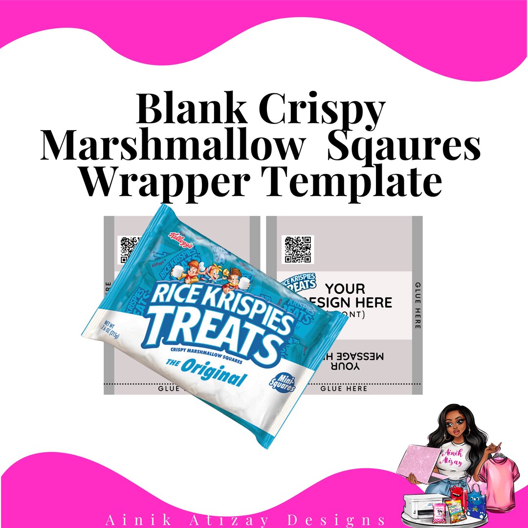 Blank Crispy Marshmallow Squares Wrapper Template Printable DIY ...