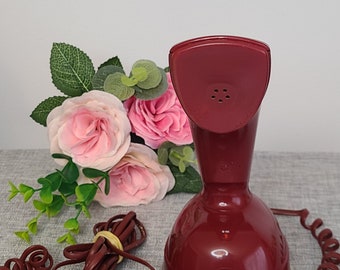 Vintage Rare Red Burgundy Mercer Telephone, Burgundy Retro Cobra style Phone