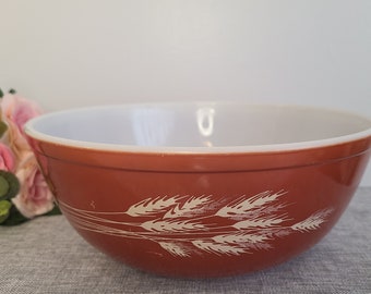 Bol mélangeur gigogne motif blé récolte d'automne PYREX vintage #404