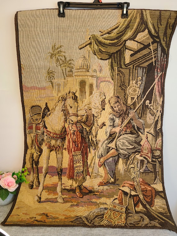 Vintage Arabian Market Scene Wall Hanging Tapestry 38.5x26.5 Made in Belgium Etsy Canada