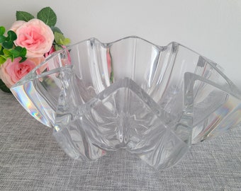 Vtg Cristal d'Arques Paris 8 Pointed Star Crystal Large Bowl Centerpiece W Cip