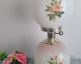 Vintage Victorian Style Gone With The Wind  21" Hurricane Table Lamp, Milk Glass