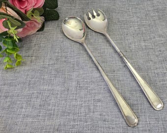 Vintage Brama Silverpläterad salladsservering 23 cm sked och gaffelset tillverkat i England