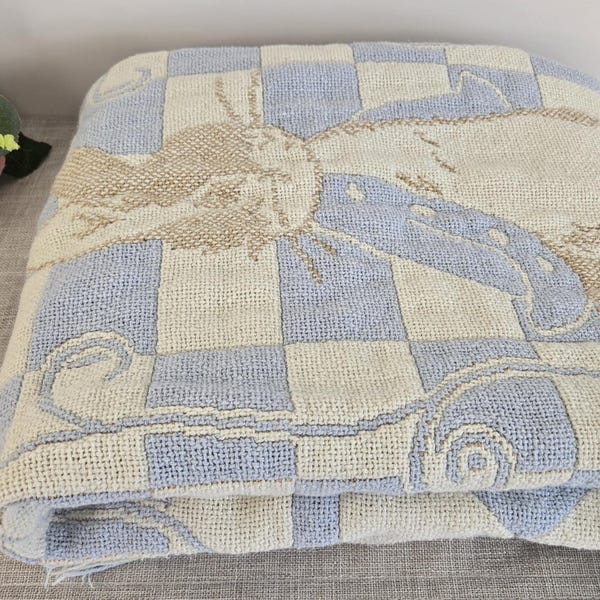 Vintage Beatrix Potter Peter Rabbit Original By Quiltex Baby Crib Woven Blanket